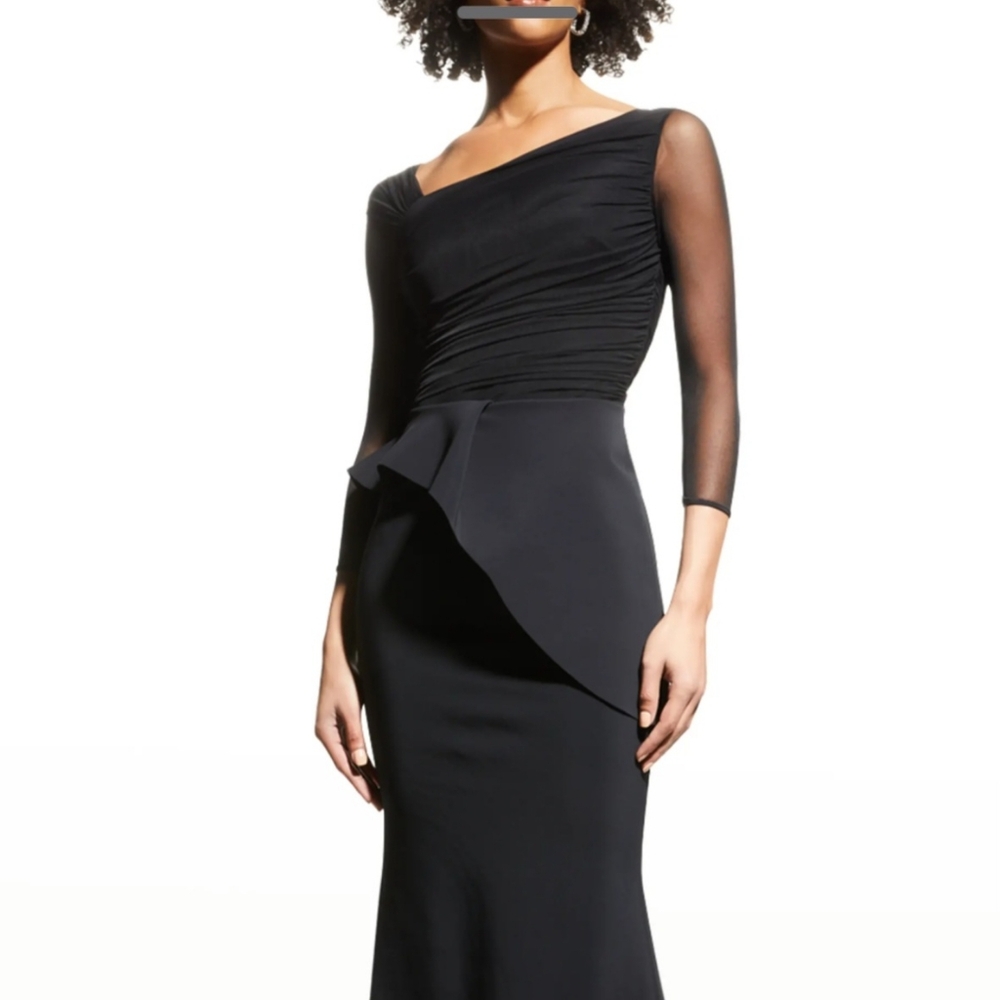 Chiara Boni Rippy Illusion Black Gown